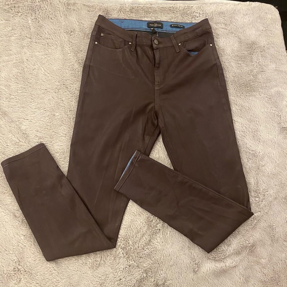 Robert Rodriquez eggplant/brown waxed jeans, size 30